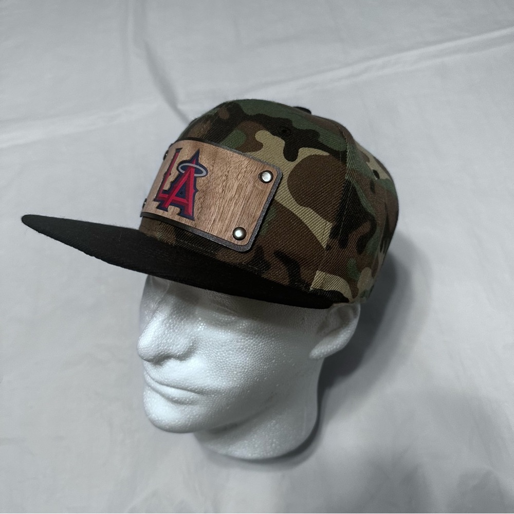 Men Snapback Hat Classic Hip Hop Style Flat Brim LA Wooden Patch camuflaje - Picture 16 of 16